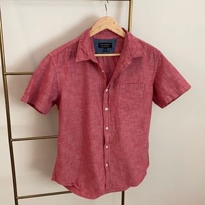 Red Linen Banana Republic Button Down